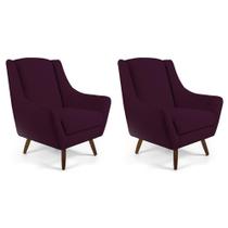 Kit 02 Poltronas Juliet D02 Veludo Roxo Grape C-292 Kit 02 Poltronas Juliet D02 Veludo Roxo Grape C-292