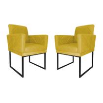 Kit 02 Poltronas Klara De Suede Base Ferro Preto - Estopar