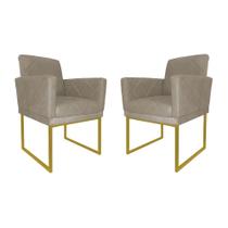 Kit 02 Poltronas Klara Decorativa Base Ferro Dourado Suede - Estopar