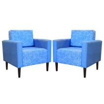 Kit 02 Poltronas Letícia Slim Linho Azul Várias Estampas Ds Estofados Kit 02 Poltronas Letícia Slim Linho Azul Várias Estampas Ds Estofados