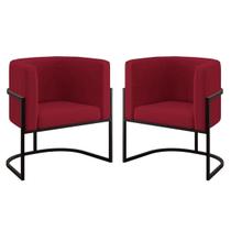 Kit 02 Poltronas Lua com Base de Metal Black Sala Reforçada