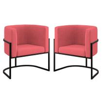 Kit 02 Poltronas Lua com Base de Metal Black Sala Reforçada