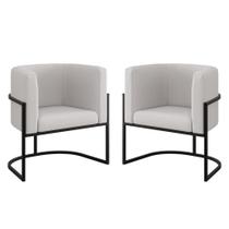Kit 02 Poltronas Lua com Base de Metal Black Sala Veludo