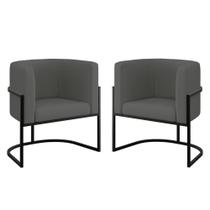 Kit 02 Poltronas Lua com Base de Metal Black Sala Veludo