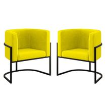 Kit 02 Poltronas Lua Sala Decorativa Base de Ferro Black