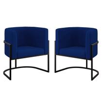 Kit 02 Poltronas Lua Sala Decorativa Base de Ferro Black