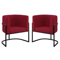 Kit 02 Poltronas Lua Sala Decorativa Base de Ferro Black