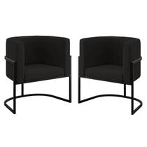 Kit 02 Poltronas Lua Sala Decorativa Base de Ferro Black