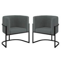 Kit 02 Poltronas Lua Sala Decorativa Base De Ferro Black Cinza Kit 02 Poltronas Lua Sala Decorativa Base De Ferro Black Cinza