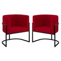 Kit 02 Poltronas Lua Sala Decorativa Base De Ferro Black Vermelho Kit 02 Poltronas Lua Sala Decorativa Base De Ferro Black Vermelho
