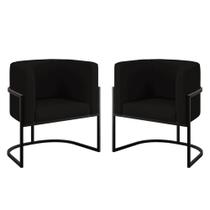 Kit 02 Poltronas Lua Sala Decorativa Base Ferro Black Veludo Preto Kit 02 Poltronas Lua Sala Decorativa Base Ferro Black Veludo Preto