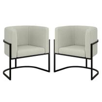 Kit 02 Poltronas Lua Sala Decorativa Base Ferro Preto Bouclê