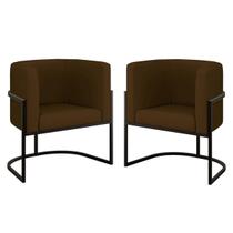 Kit 02 Poltronas Lua Sala Decorativa Base Ferro Preto material sintético Kit 02 Poltronas Lua Sala Decorativa Base Ferro Preto material sintético