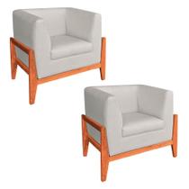 Kit 02 Poltronas Lucy Linho Bege A19 Castanho Kit 02 Poltronas Lucy Linho Bege A19 Castanho