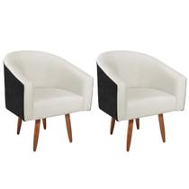 Kit 02 Poltronas Luiza Pés Palito Factor Preto e Linho - Amarena Móveis Kit 02 Poltronas Luiza Pés Palito Factor Preto e Linho - Amarena Móveis