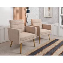 Kit 02 Poltronas Lux Decorativas Para Sala Quarto Suede Bege Kit 02 Poltronas Lux Decorativas Para Sala Quarto Suede Bege