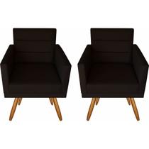 Kit 02 Poltronas Luxo Decorativas Nina Suede Marrom