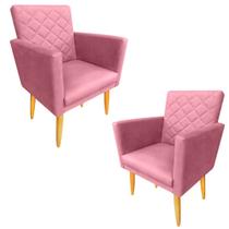 Kit 02 Poltronas Maitê Suede Rosa para casa
