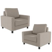 Kit 02 Poltronas Malta L02 Linho Bege Kit 02 Poltronas Malta L02 Linho Bege