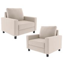 Kit 02 Poltronas Malta L02 Suede Bege Kit 02 Poltronas Malta L02 Suede Bege