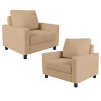 Kit 02 Poltronas Malta Linho Bege Escuro Kit 02 Poltronas Malta Linho Bege Escuro