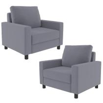 Kit 02 Poltronas Malta Suede Cinza Kit 02 Poltronas Malta Suede Cinza