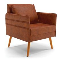 Kit 02 Poltronas Mari Corano Pés Palito Castanho Nozes