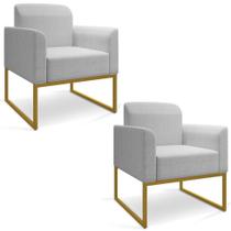 Kit 02 Poltronas Marisa Linho Cinza D'rossi Kit 02 Poltronas Marisa Linho Cinza D'rossi