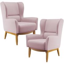 Kit 02 Poltronas Milena D02 Veludo Rosê C-305 Kit 02 Poltronas Milena D02 Veludo Rosê C-305