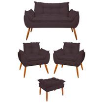 Kit 02 Poltronas + Namoradeira + Puff Opala Balaqui Decor Cinza Kit 02 Poltronas + Namoradeira + Puff Opala Balaqui Decor Cinza