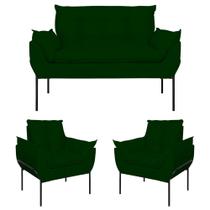 Kit 02 Poltronas + Namoradeira Reforçada Opala Metal Preto