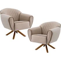 Kit 02 Poltronas Nina D02 Bege Rústico D-470