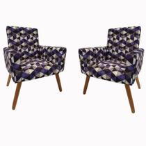 Kit 02 Poltronas Nina Estampa Triangulo Roxo