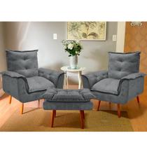 Kit 02 poltronas Opala 1 Puff Opala varias cores suede Mercado Dos Móveis