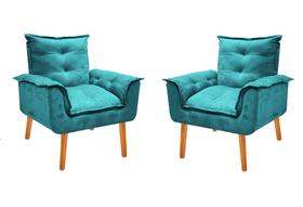 Kit 02 Poltronas Opala Decorativa várias cores Pés Palito, Salão, sala, quarto e escritório - Bela Móveis