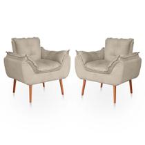 Kit 02 Poltronas Opala Sala Confortável Resistente Bege