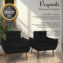 Kit 02 poltronas opala suede preta - pandora decor