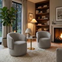 Kit 02 Poltronas Orgânica Decorativa Beatriz Boucle Cinza Claro - Montanaris Decor