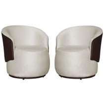 Kit 02 Poltronas Orgânica Design Confortável Beatriz Tecido Veludo Com Composê em material sintético Marrom - Estopar