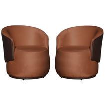 Kit 02 Poltronas Orgânica Design Confortável Beatriz Tecido Veludo Com Composê em material sintético Marrom - Estopar