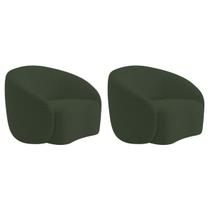 Kit 02 Poltronas Orgânica Luxo Recepção Amore Linho - Doce Sonho Móveis