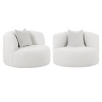 Kit 02 Poltronas Orgânica Maitê Luxo Sala Recepção Decorativa Bouclé Branco