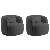 Kit 02 Poltronas Orgânica Maitê Luxo Sala Recepção Decorativa Linho