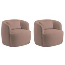 Kit 02 Poltronas Orgânica Maitê Luxo Sala Recepção Decorativa Linho Rose