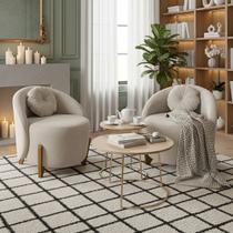 Kit 02 Poltronas Orgânicas Curvas Amsterdã Boucle Off White - Montanari's Decor Kit 02 Poltronas Orgânicas Curvas Amsterdã Boucle Off White - Montanari's Decor