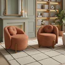 Kit 02 Poltronas Orgânicas Curvas Amsterdã Boucle Terracota - Montanari's Decor