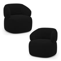 Kit 02 Poltronas Orgânicas Giratória Living Glee Veludo Preto - Desk Design Kit 02 Poltronas Orgânicas Giratória Living Glee Veludo Preto - Desk Design