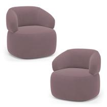 Kit 02 Poltronas Orgânicas Giratória Living Glee Veludo Rosê - Abmaza Kit 02 Poltronas Orgânicas Giratória Living Glee Veludo Rosê - Abmaza