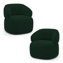 Kit 02 Poltronas Orgânicas Giratória Living Glee Veludo Verde Escuro - Abmaza Kit 02 Poltronas Orgânicas Giratória Living Glee Veludo Verde Escuro - Abmaza