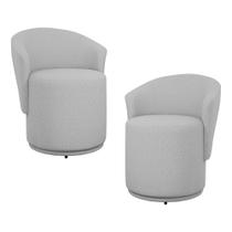 Kit 02 Poltronas Orgânicas Living Mavi Fixa Linho Cinza Claro - Desk Design Kit 02 Poltronas Orgânicas Living Mavi Fixa Linho Cinza Claro - Desk Design